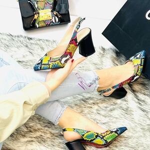 Italian Shoemakers Multicolor Slingback Heels